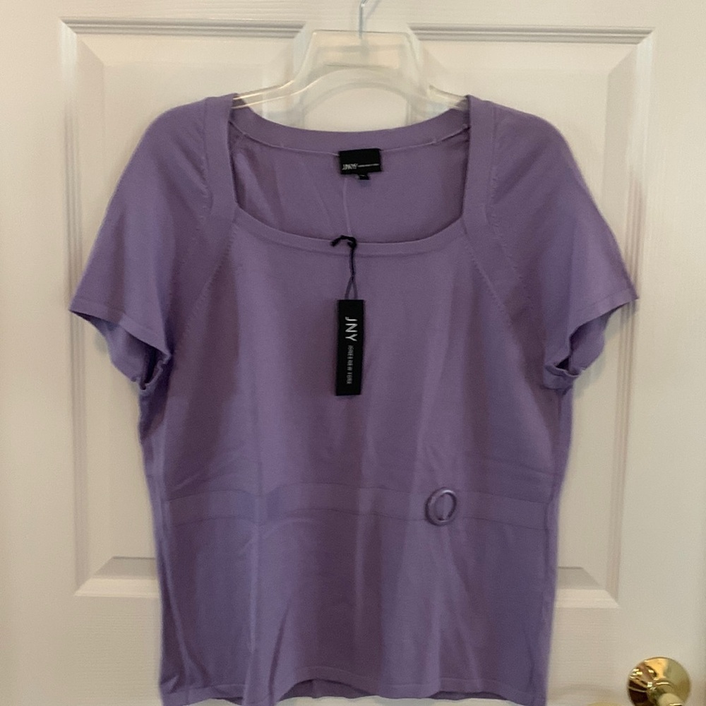 NWT Jones NY Lilac square neck short sleeve knitted top‎ Plus size 3X (small)